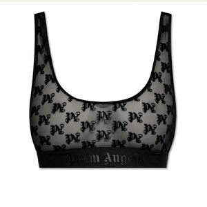 Palm Angels Black Mesh Logo Bralette